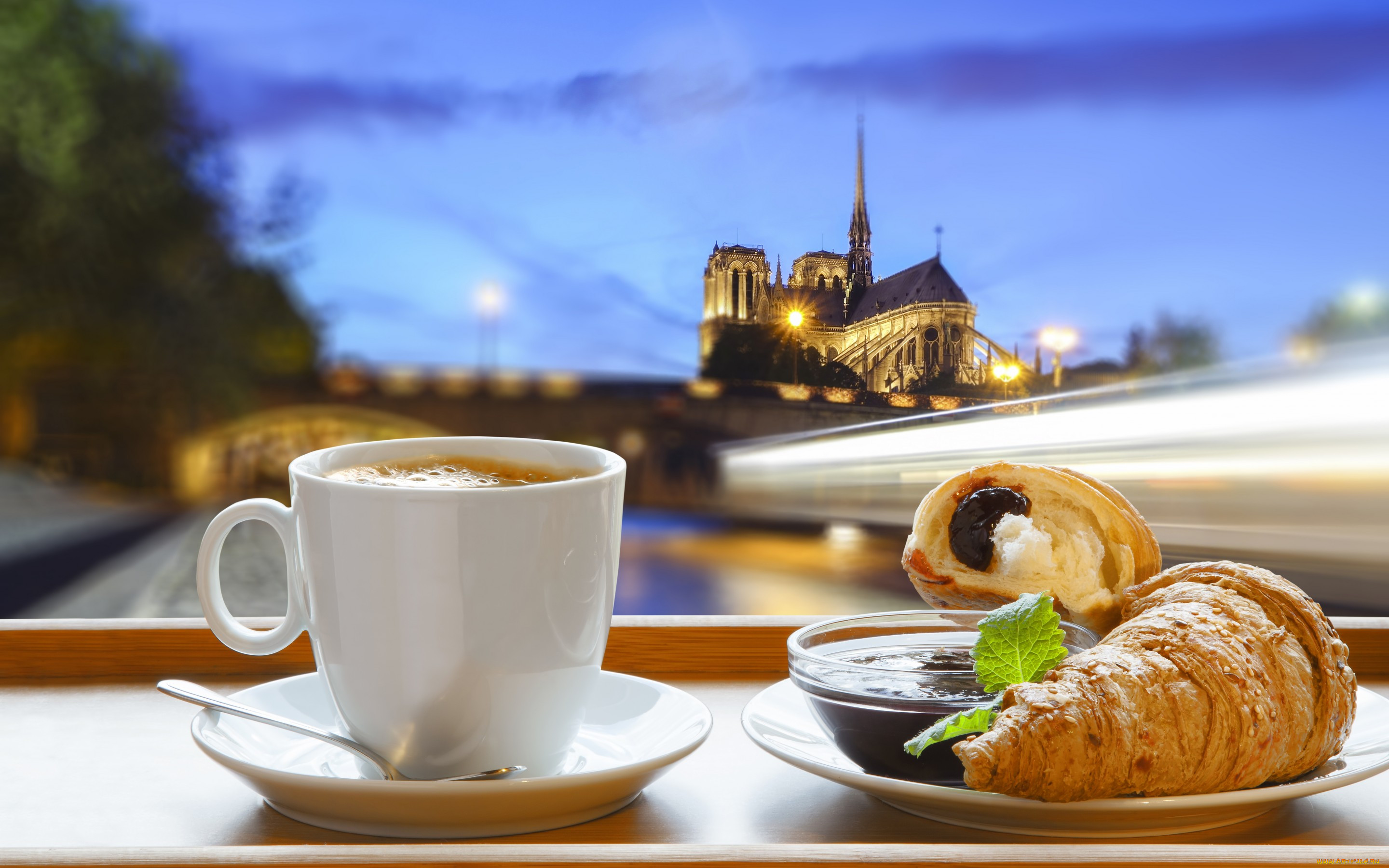 , ,   , , , , , cathedral, notre, dame, , croissant, cup, coffee, breakfast, france, paris